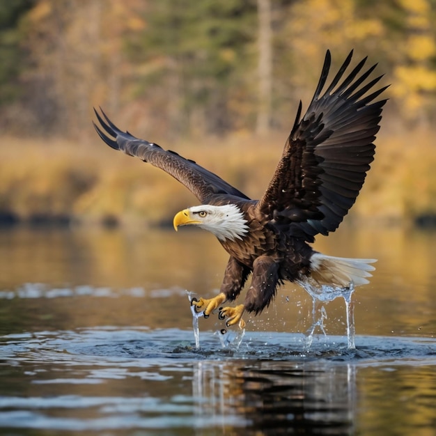 Photo eagle is hunting in the river