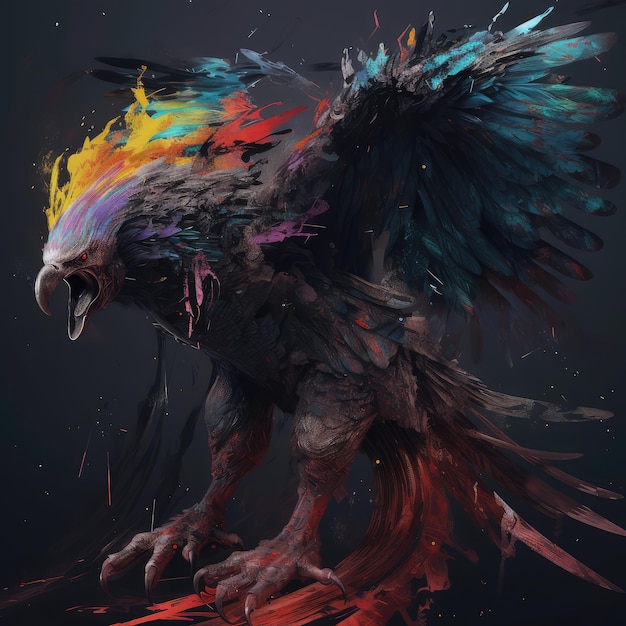 Eagle in a predatory pose beautiful art generative ai