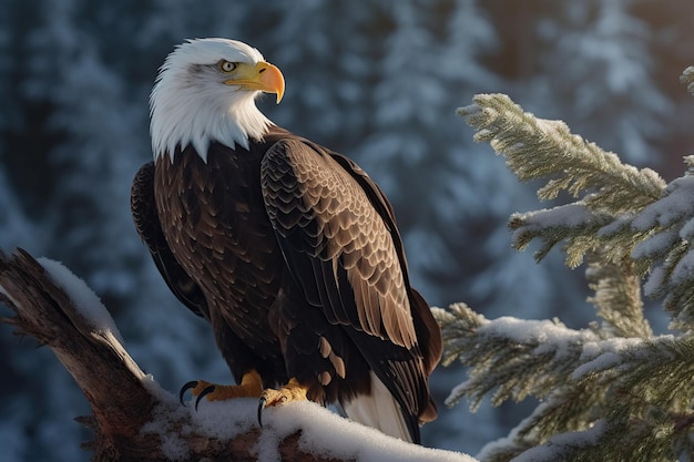 Eagle sitting on a tree branch