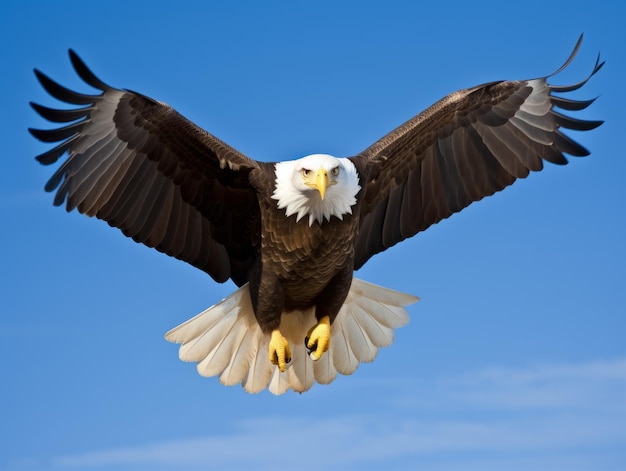 eagle soaring against blue sky