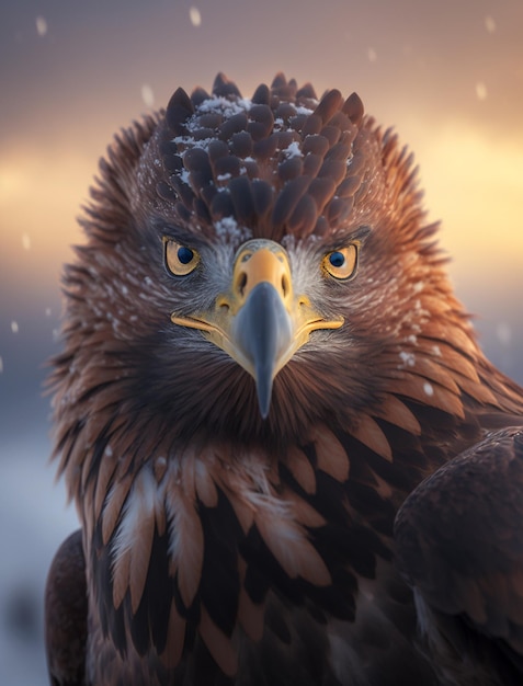 An eagle that is focused on seeing its prey brown eagle head detail Generative AI