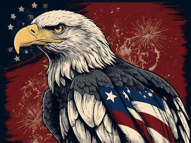 an eagle with the american flag on it