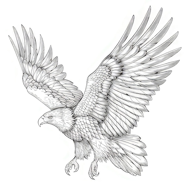 Photo an eagle with a black and white drawing of a hawk