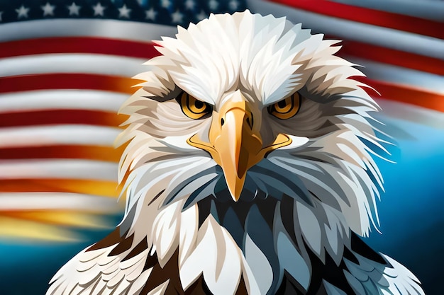 An eagle with the flag of the united states