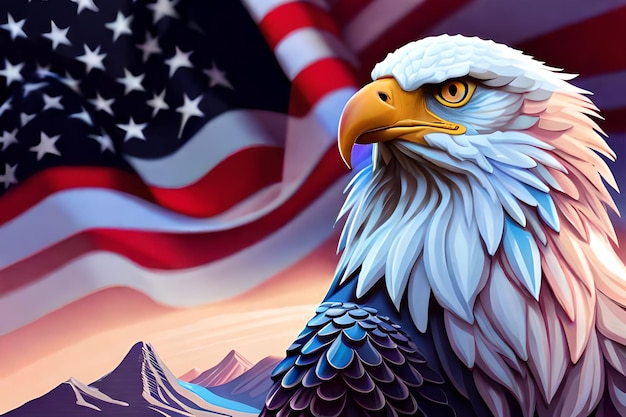 An eagle with the flag of the united states