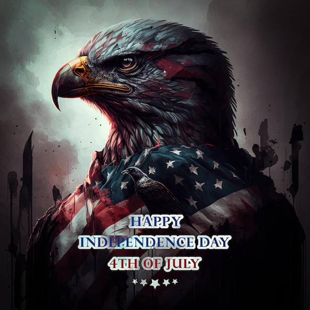 An eagle with the words happy independence day on it