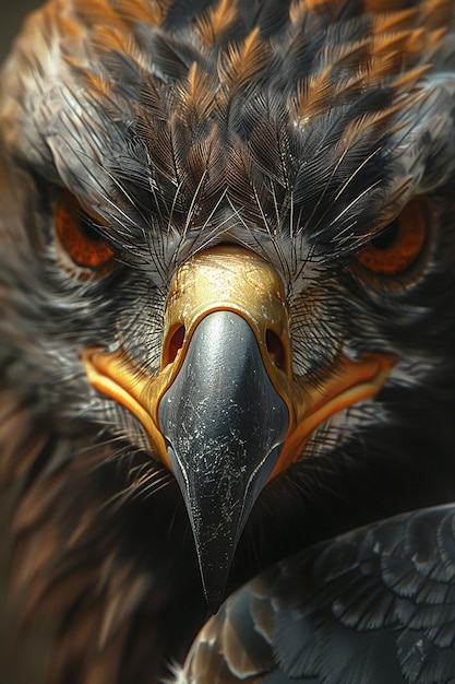 Eaglet Ultra Detailed Close Up of a Face Red Eyes