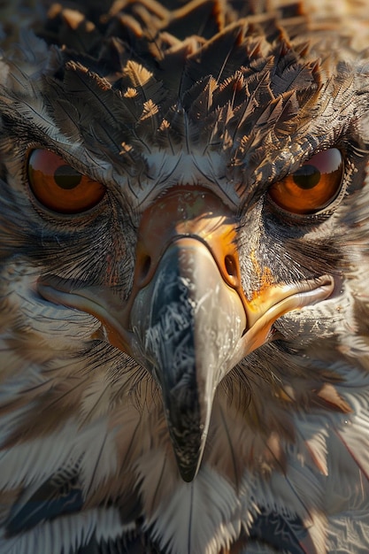 Eaglet Ultra Detailed Close Up of a Face Red Eyes