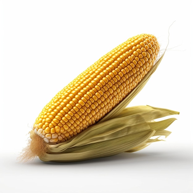 An ear of corn with a white background