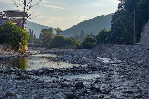 Early morning at mountain river