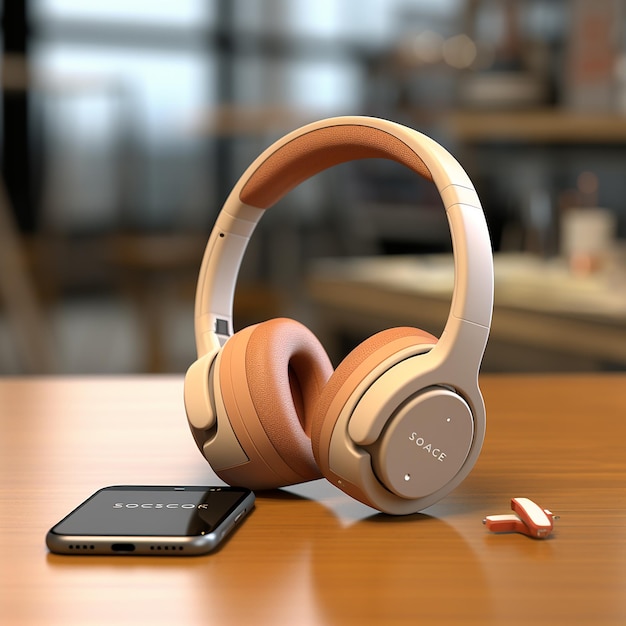 Earphone or Headphone Mockup with Sound Details