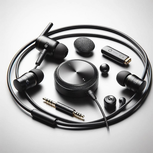 Photo earphone still life music line