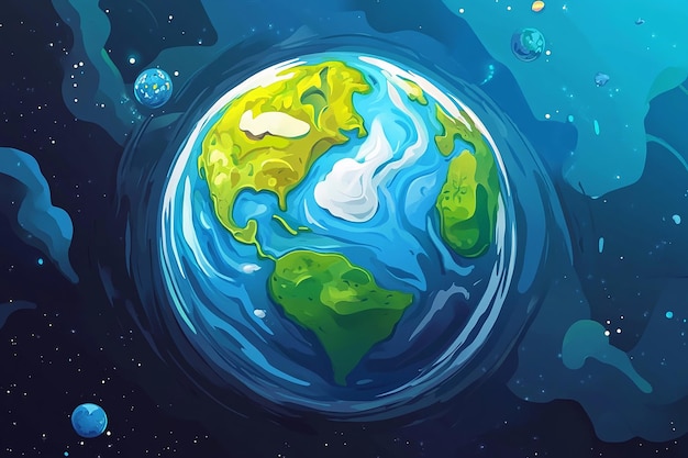 Photo earth in abstract cartoon style