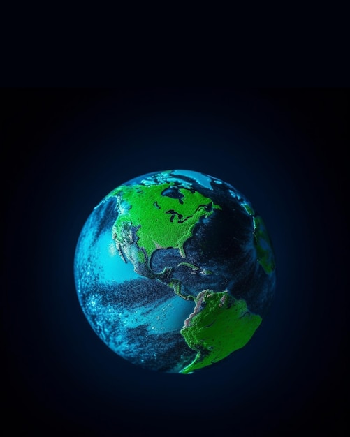 The earth on black copy space background