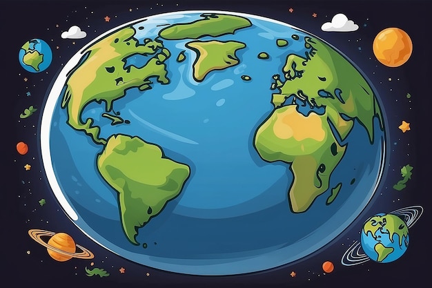 Earth in cartoon style