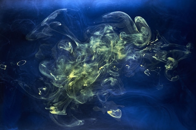 Earth colors abstract background, colorful smoke paint underwater, swirling ink in water, exoplanet blue sea ocean