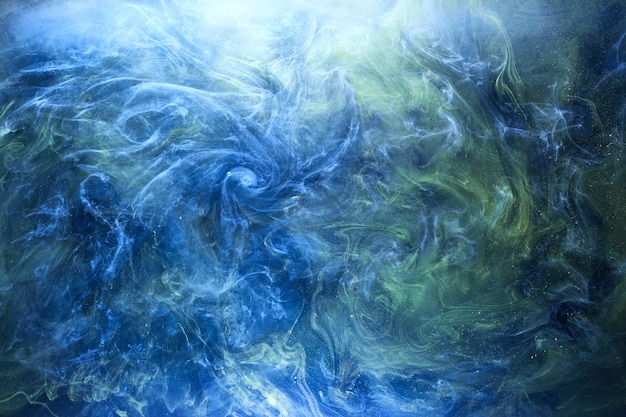 Earth colors abstract background, colorful smoke paint underwater, swirling ink in water, exoplanet blue sea ocean