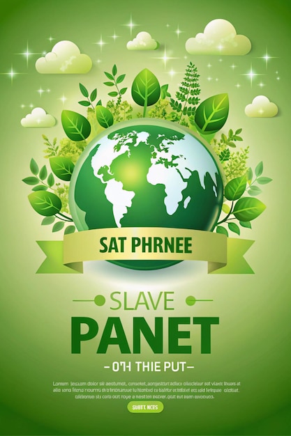 Photo earth day banner background save the planet environmental protection green concept vector illustration