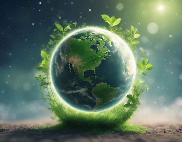 Earth Day concept Illustration of the green planet