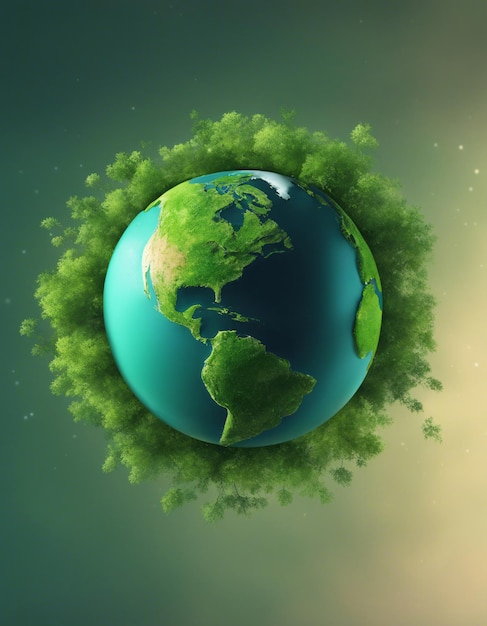 Earth Day concept Illustration of the green planet