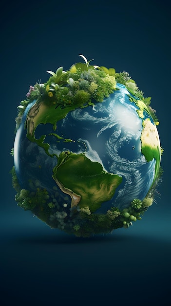 Earth day concept with globe nature and eco friendly environment