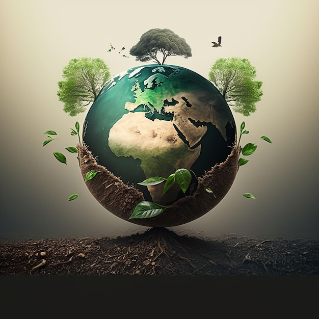 Earth day go green nature illustration Generative ai