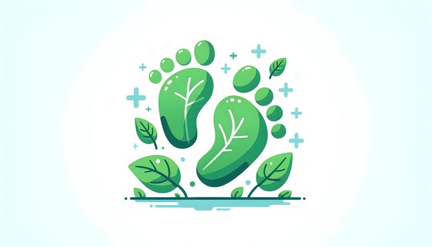 Earth Day Poster Sustainable Living Concept with Green Footprints Turning into Leaves