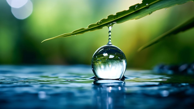 Photo earth day tribute water drop on nature's canvas