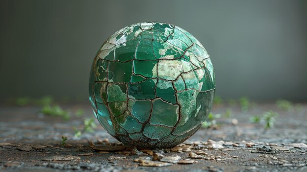 Photo earth depicted as a transparent glass globe