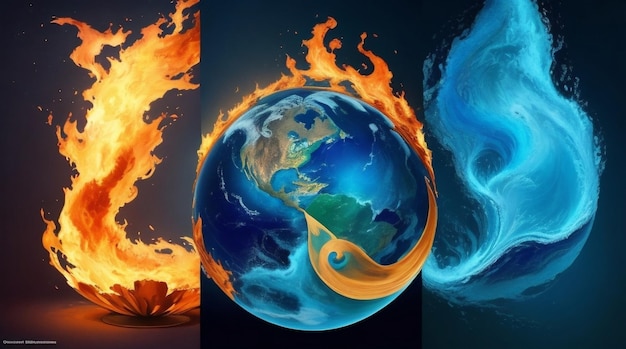 Earth Fire Water and Air in Harmonious Collide