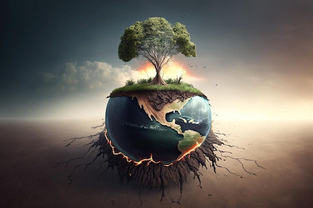 Earth globe ball Saving environment save planet and ecology Generative AI