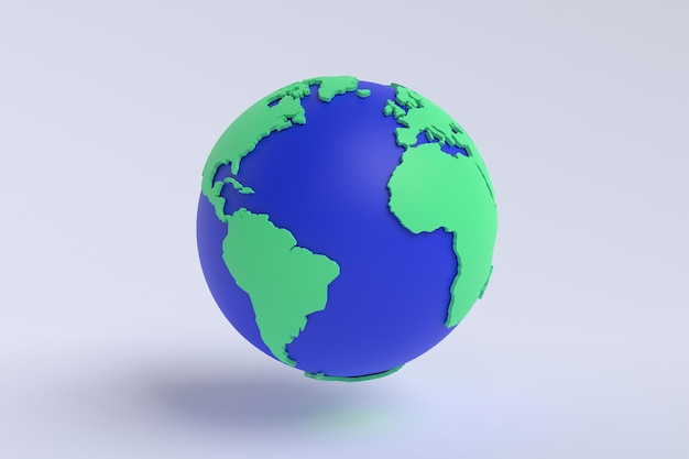 Earth globe map 3d render illustration