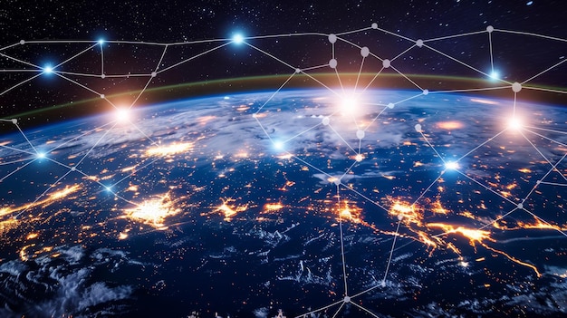 Earth Illuminated by a Global Network of Interconnected Points o