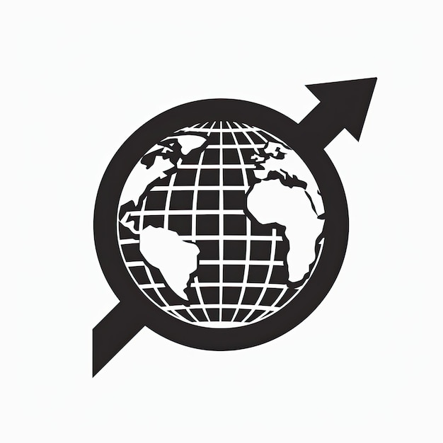 Earth planet icon with arrow pointer