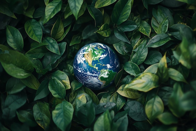 earth in a plant with a globe on it