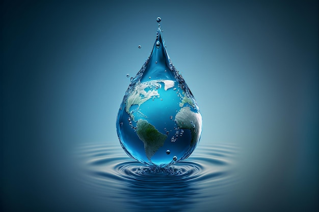 Earth in the shape of a drop from two hands un climate change conferenceworld water day