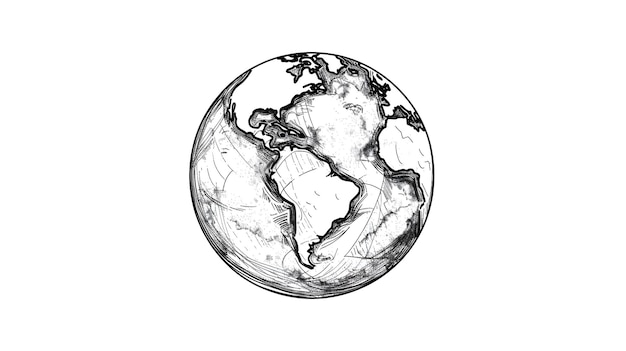 Photo earth simple black line sketch illustration