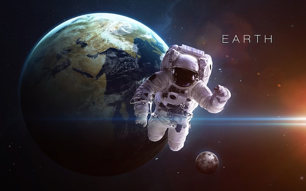 Earth in the space, 3D illustration. .