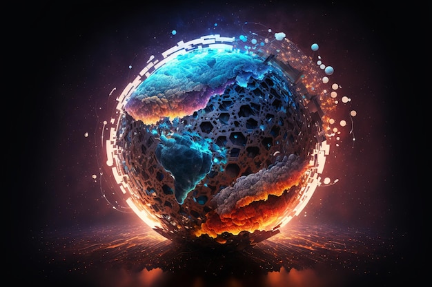 Earth in space, photo manipulation, detailed with Generative AI technology