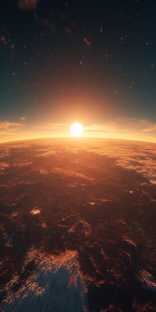 Photo earth sunrise light effect with ai icon