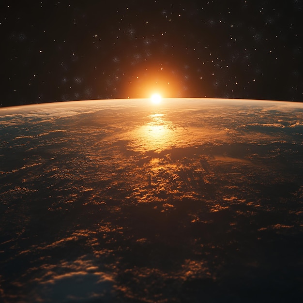 Photo earth sunrise light effect with ai icon