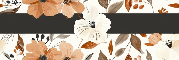 Photo earth tones boho style flowers tile