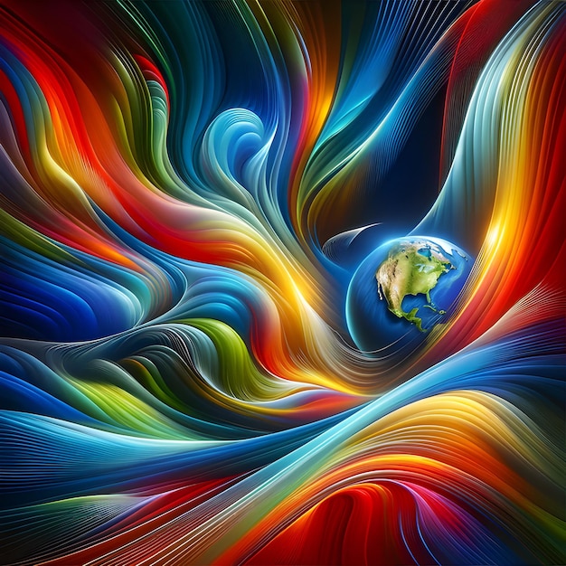 Earth in a Vortex of Vibrant Colors