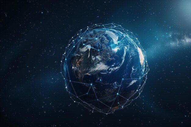 Earth with global network connections representing connectivity and worldwide internet concept