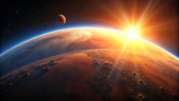 Photo earth with the sun rising over the earth