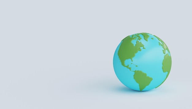 Earth world map illustration globe 3d render