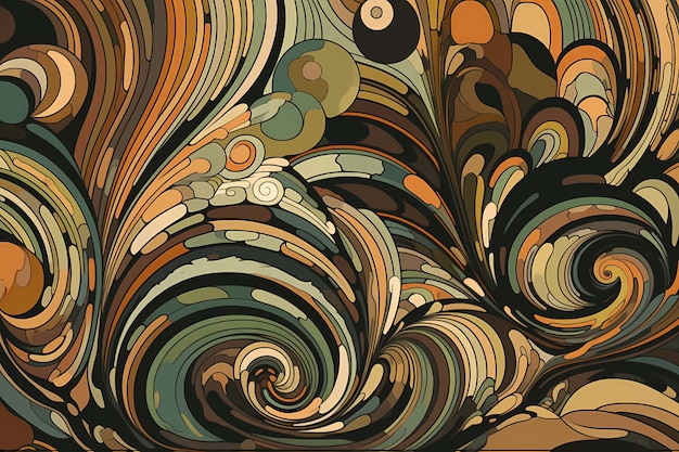 Earthy browns and greens in the style of art deco digital art illustration