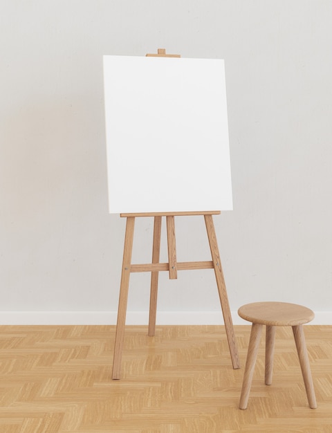 Photo easel with a blank canvas