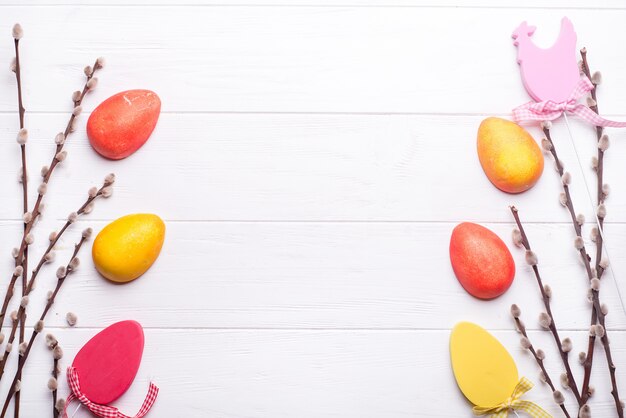 Easter background and eggs