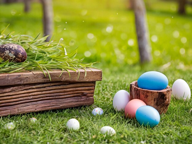 Easter background with colorful eggs